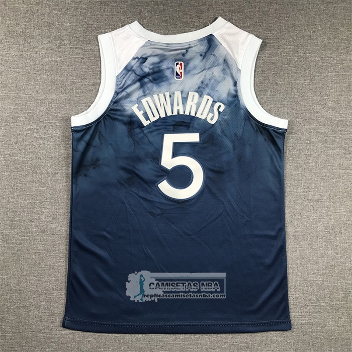 Camiseta Nino Minnesota Timberwolves Anthony Edwards NO 5 Ciudad 2023-24 Azul